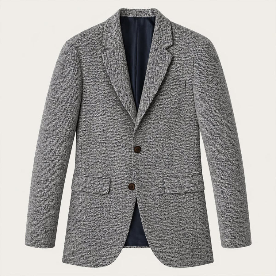Men's tailored herringbone wool-blend blazer