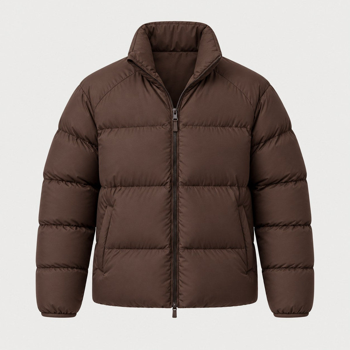 Men's short puffer jacket in Coffee Brown | Matfen – front view