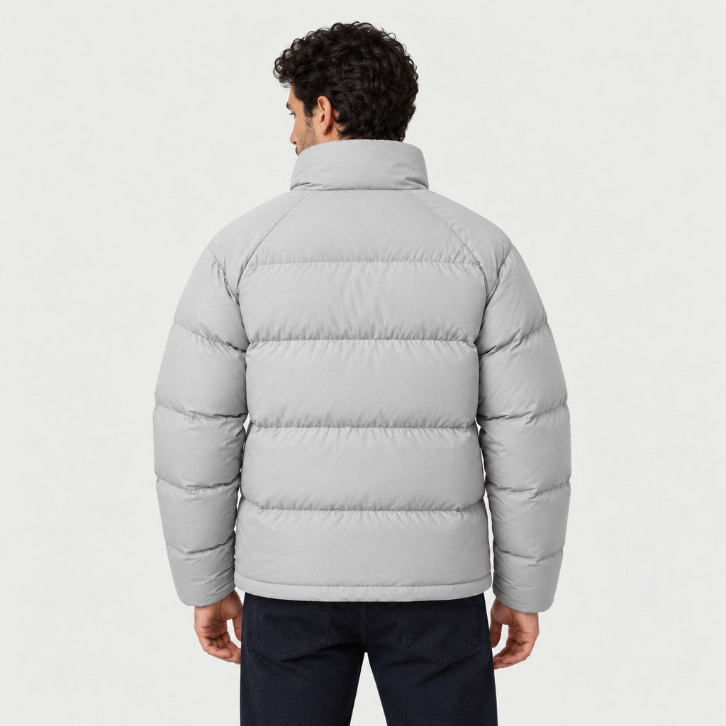 Men's short puffer jacket in Grey | Matfen – back view