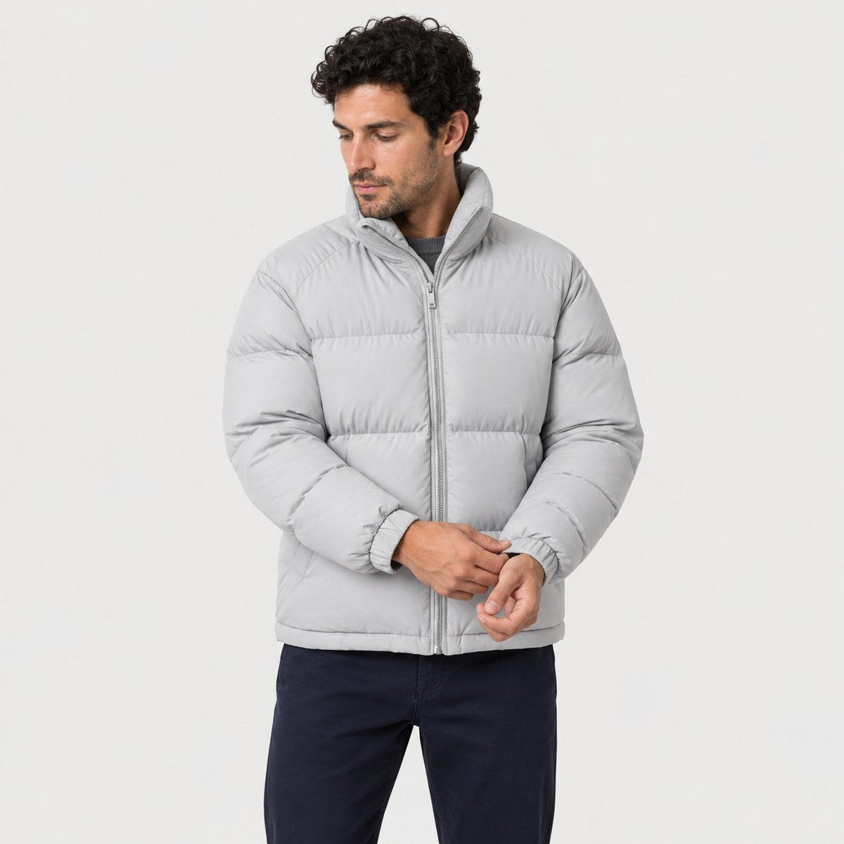 Men's short puffer jacket in Grey | Matfen – front view