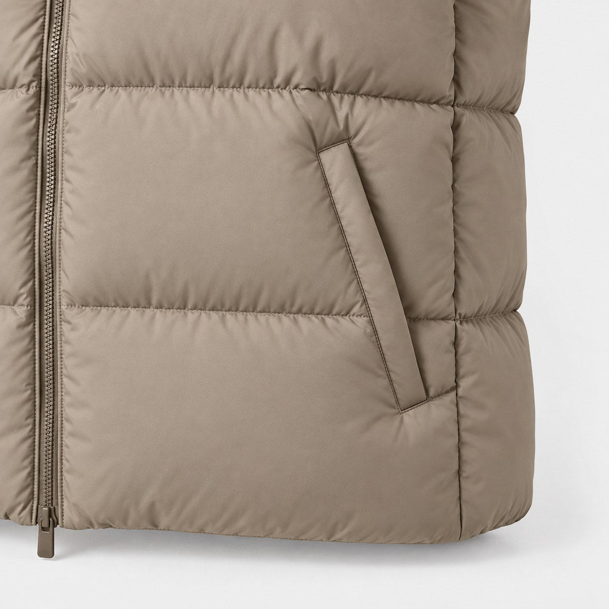 Men's short puffer jacket in Stone | Matfen – detail view