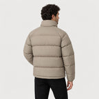 Men's short puffer jacket in Stone | Matfen – back view