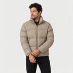 Men's short puffer jacket in Stone | Matfen – front view