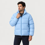 Men's short puffer jacket in Light Blue | Matfen – side view