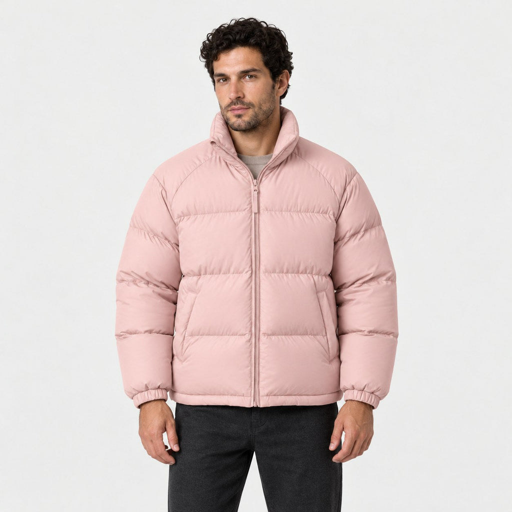 Men's short puffer jacket in Pink | Matfen – front view