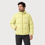 Men's short puffer jacket in Pale Yellow | Matfen – front view