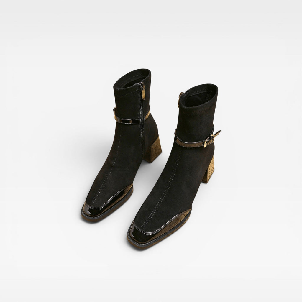 Women's Block Heel Ankle Boots with Buckle Strap — view 6
