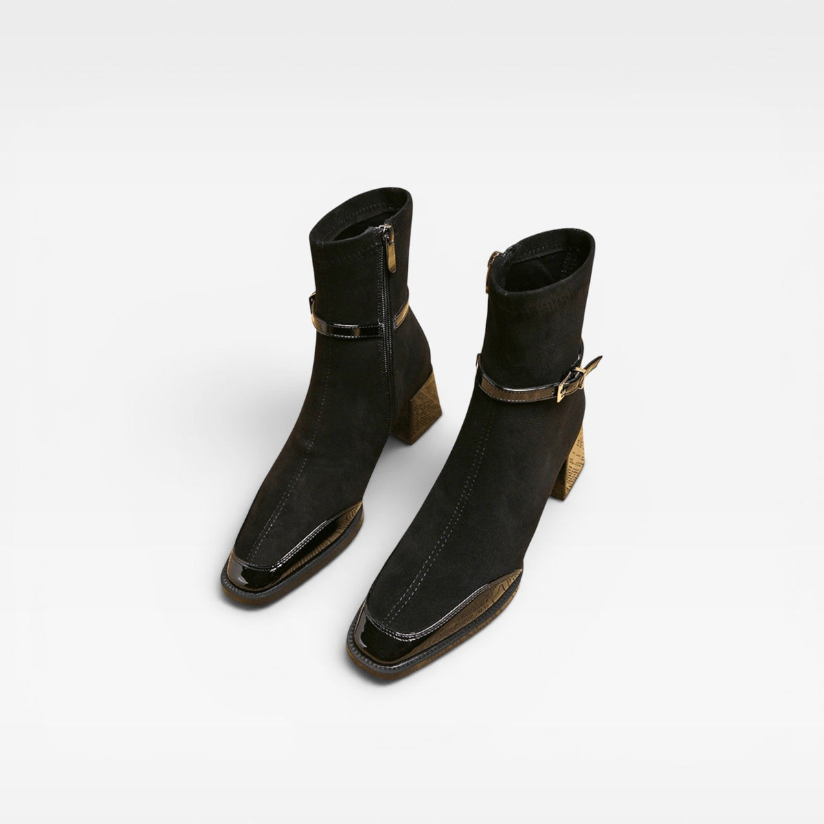 Women's Block Heel Ankle Boots with Buckle Strap — view 6