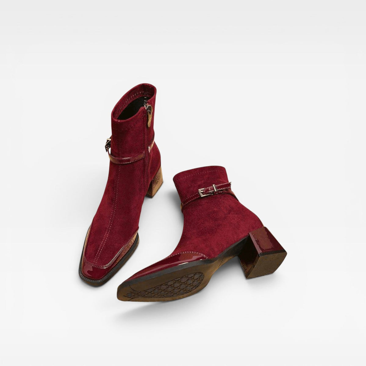 Women's Block Heel Ankle Boots with Buckle Strap — view 2