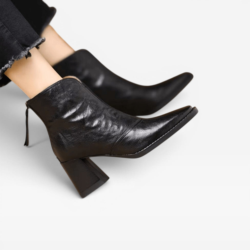Women's Square Toe Ankle Boots with Chunky Heel — view 3