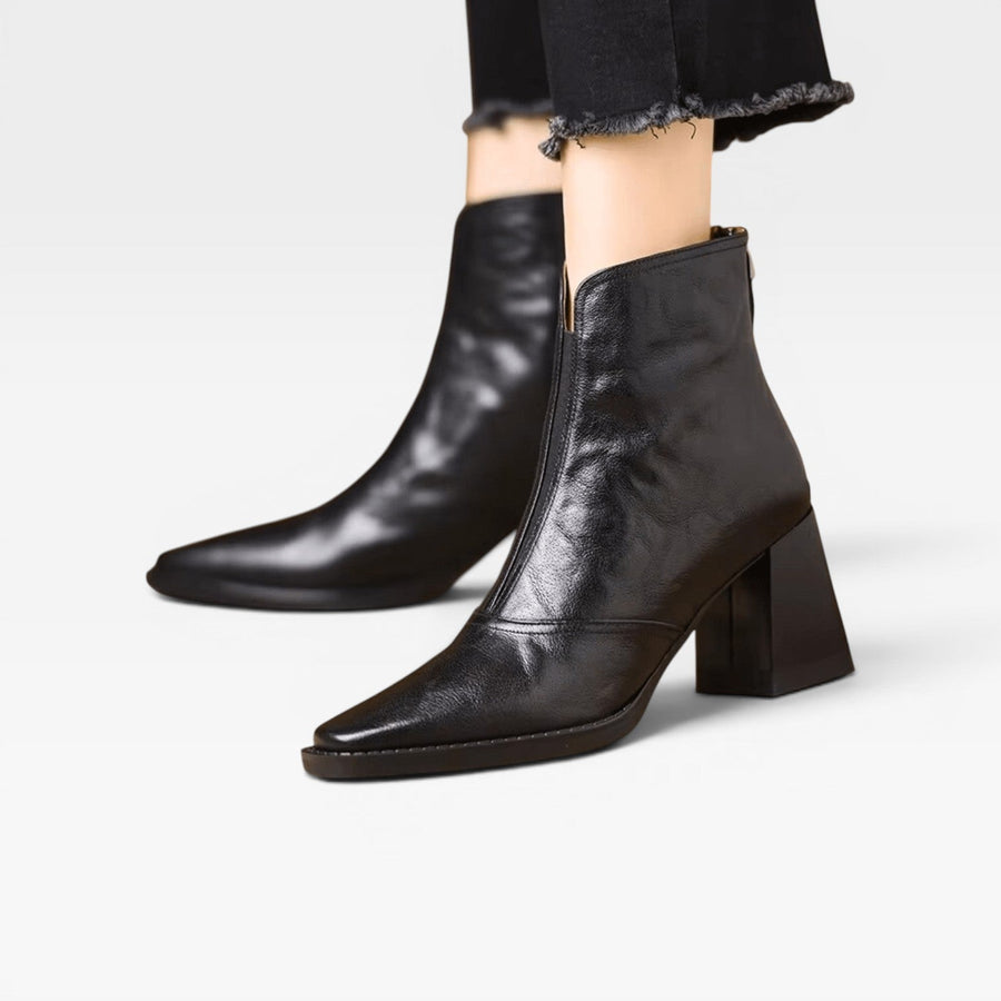 Women's Square Toe Ankle Boots with Chunky Heel — view 2