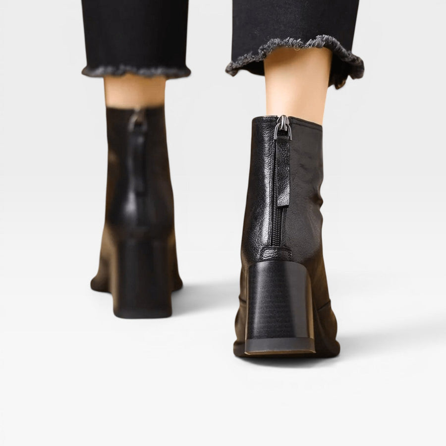 Women's Square Toe Ankle Boots with Chunky Heel — view 4
