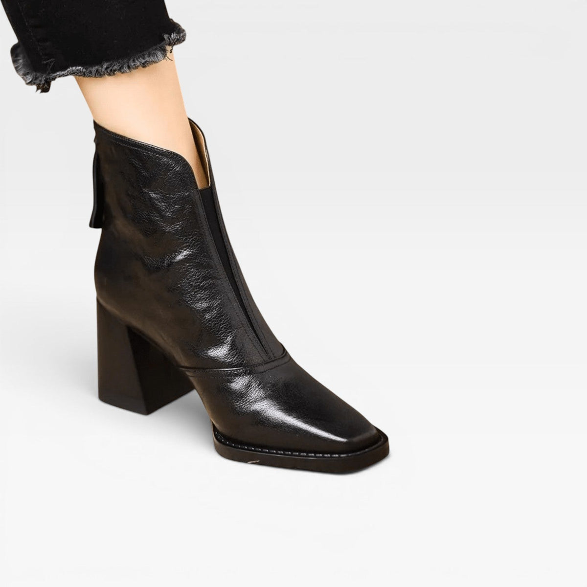 Women's Square Toe Ankle Boots with Chunky Heel — view 6