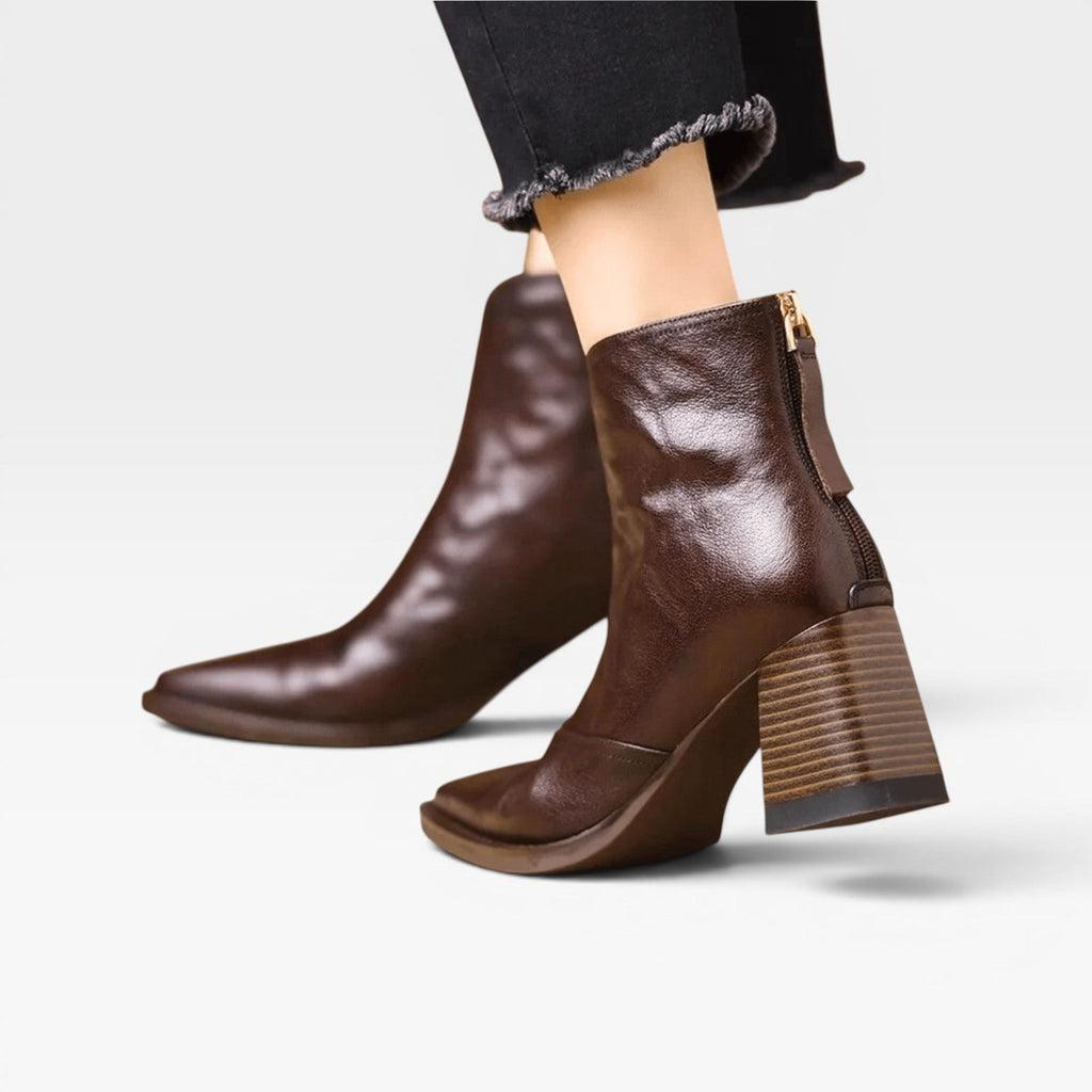 Women's Square Toe Ankle Boots with Chunky Heel — view 10