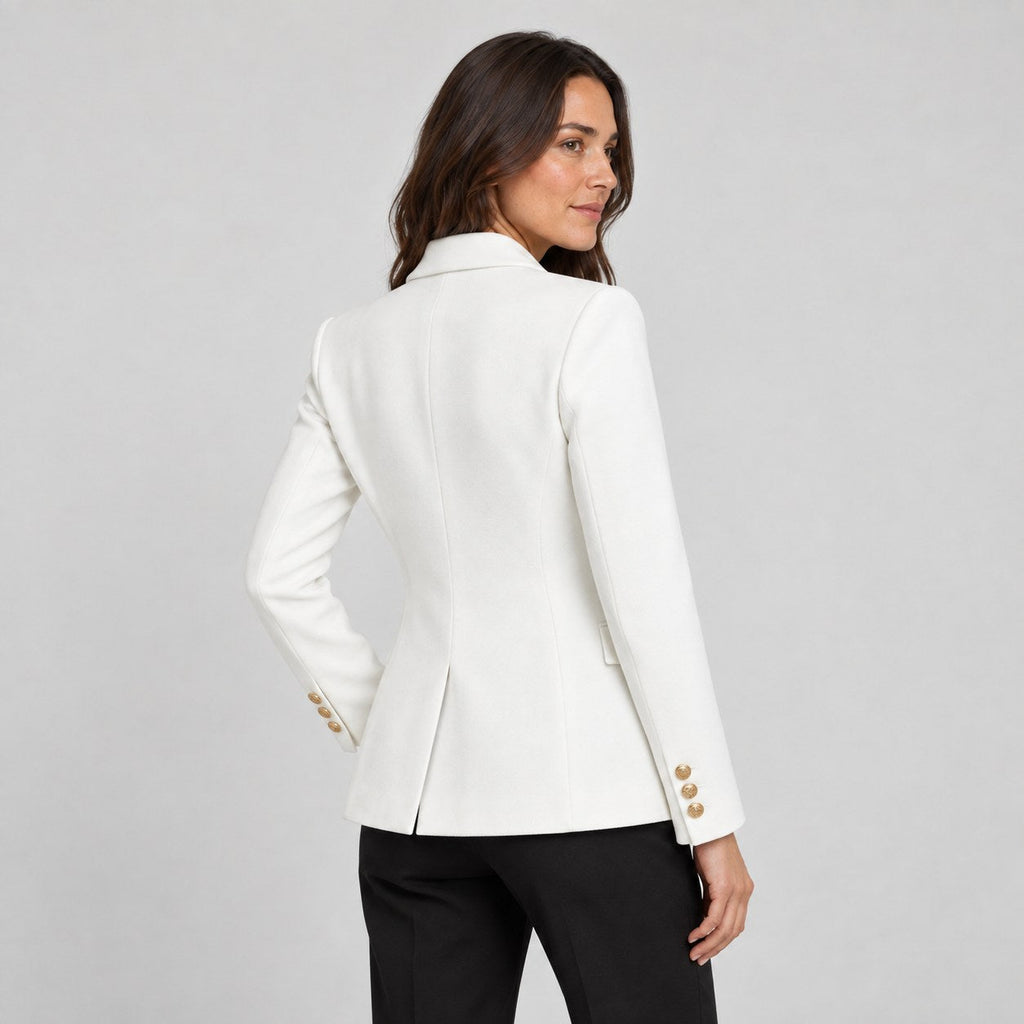 Women's double-breasted blazer in White | Blewbury – back view