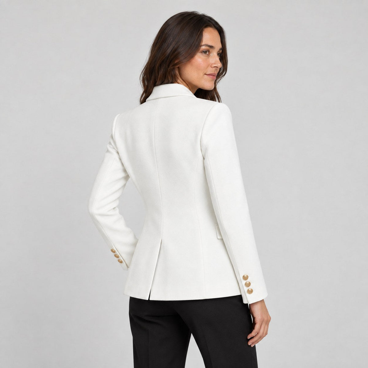 Women's double-breasted blazer in White | Blewbury – back view