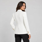 Women's double-breasted blazer in White | Blewbury – back view
