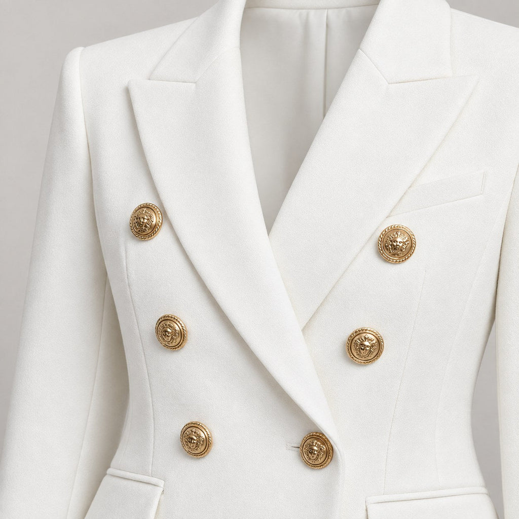 Women's double-breasted blazer in White | Blewbury – detail view