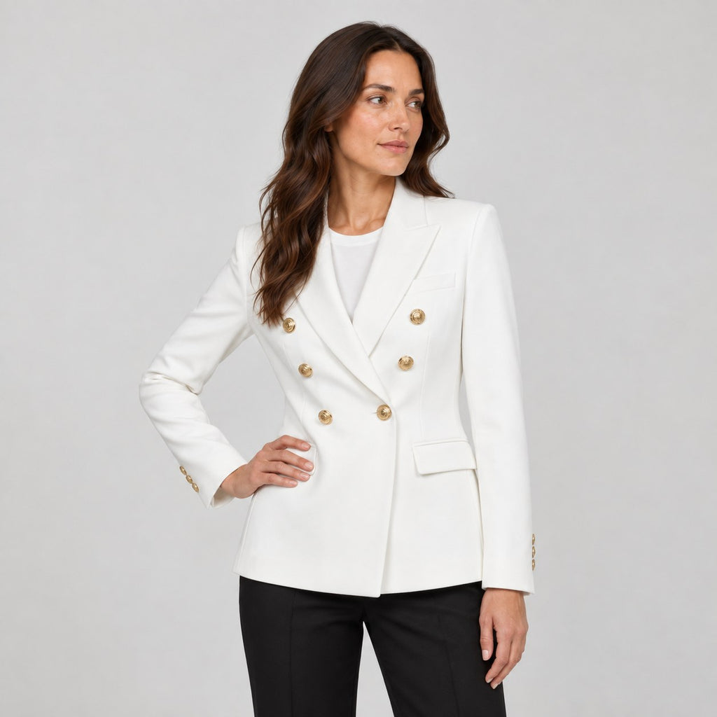Women's double-breasted blazer in White | Blewbury – front view