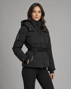 Women's Hooded Belted Puffer Jacket | Broadway