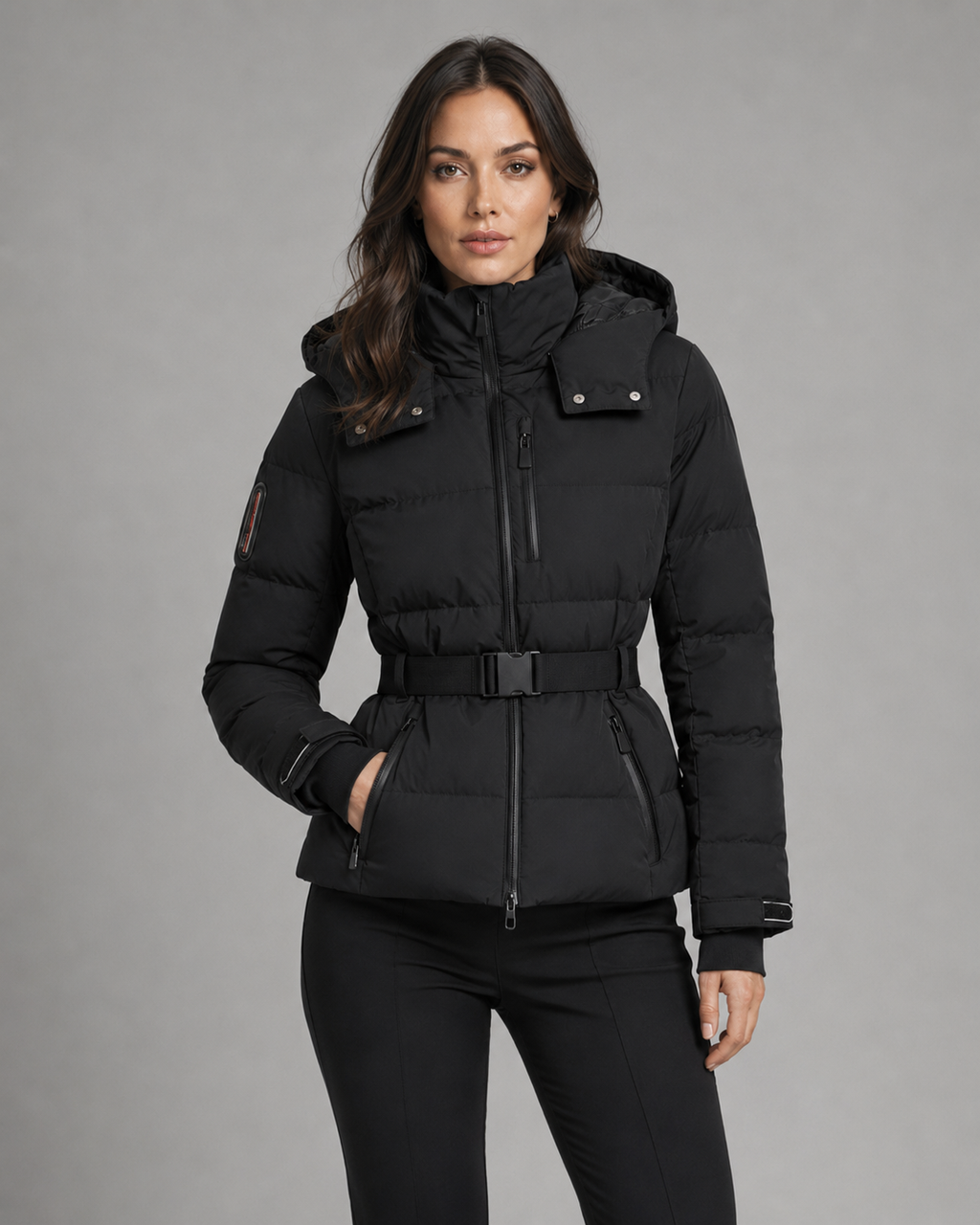 Women's Hooded Belted Puffer Jacket | Broadway