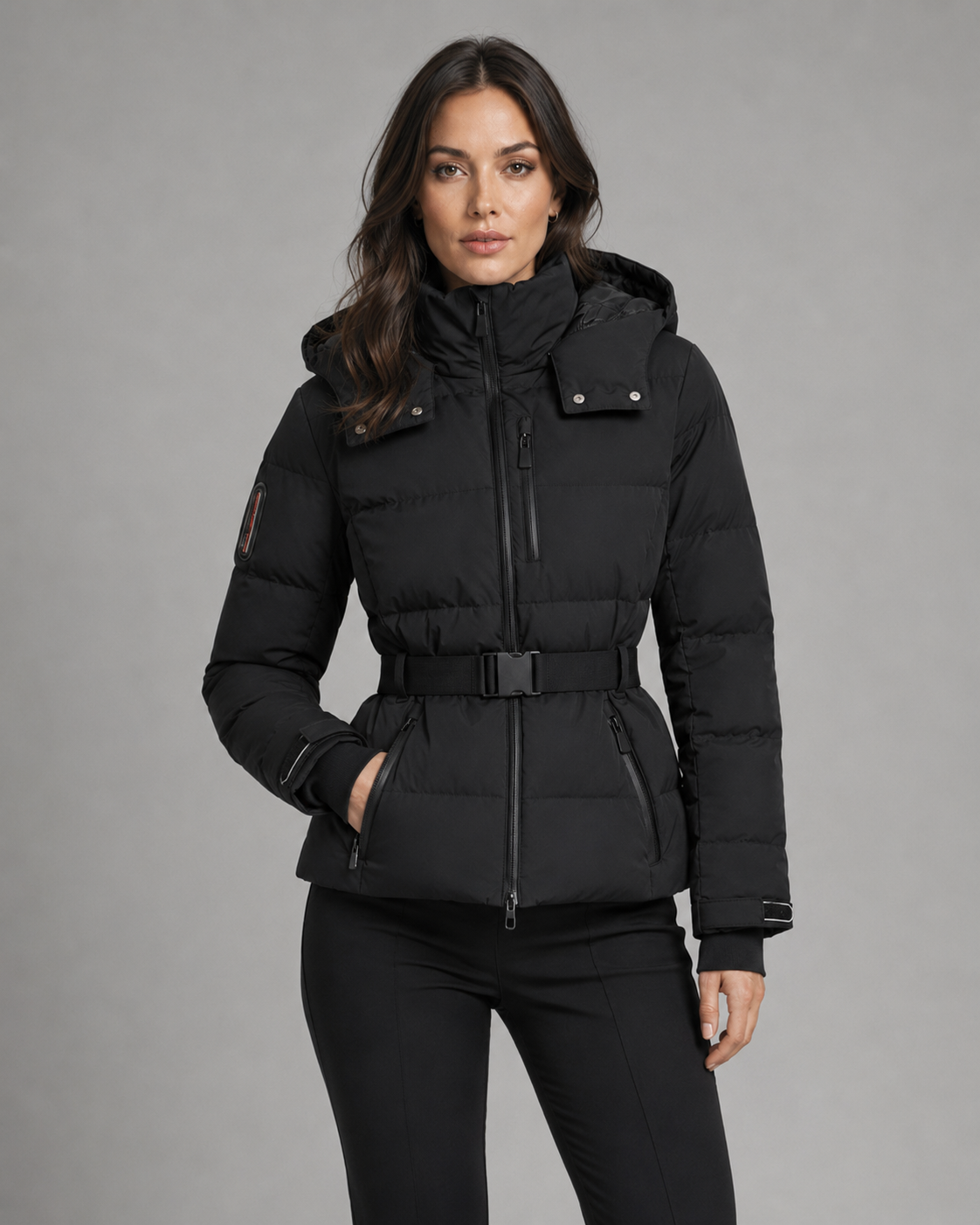 Women's Hooded Belted Puffer Jacket | Broadway