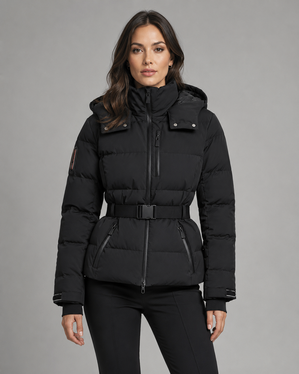 Women's Hooded Belted Puffer Jacket | Broadway