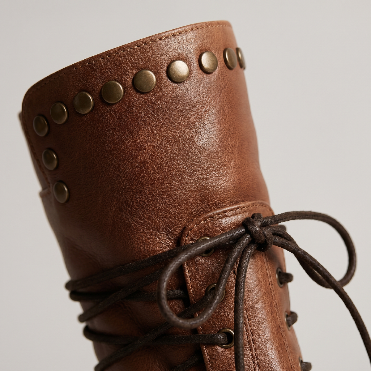 Women's Studded Lace-Up Leather Ankle Boots — view 4