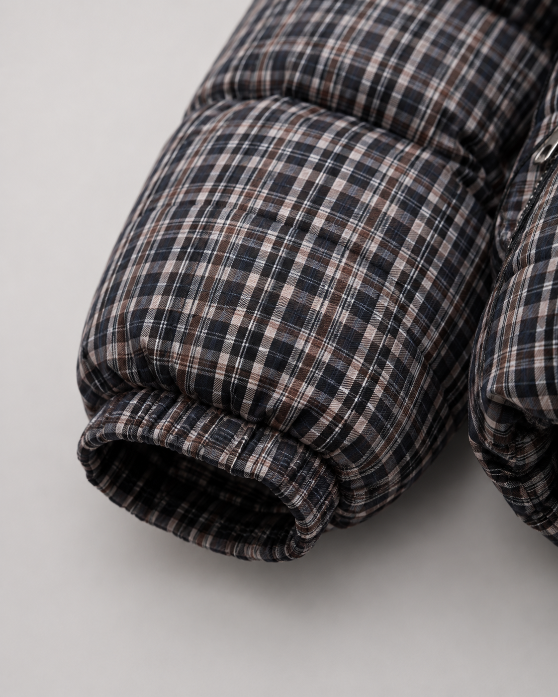 Women's Checked Puffer Coat with Funnel Neck | Blockley