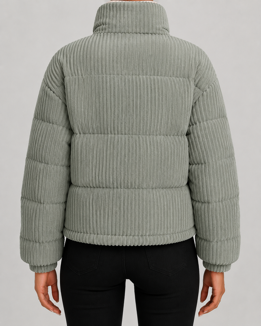 Women's Corduroy Puffer Jacket with Funnel Neck | Nailsworth