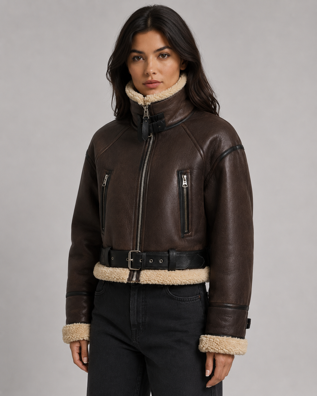 Veste aviateur courte en similicuir pour femme | Daylesford