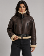 Veste aviateur courte en similicuir pour femme | Daylesford