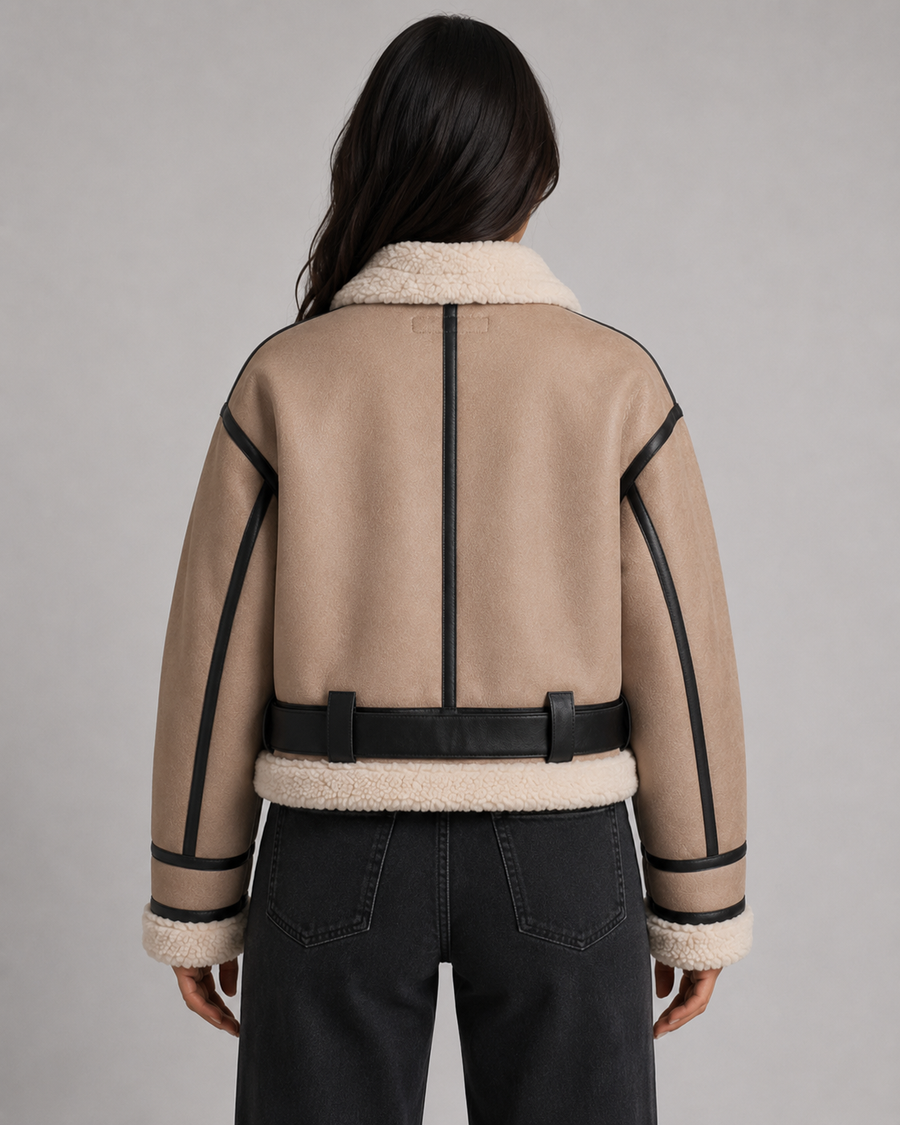 Women's Cropped Faux Leather Aviator Jacket | Daylesford