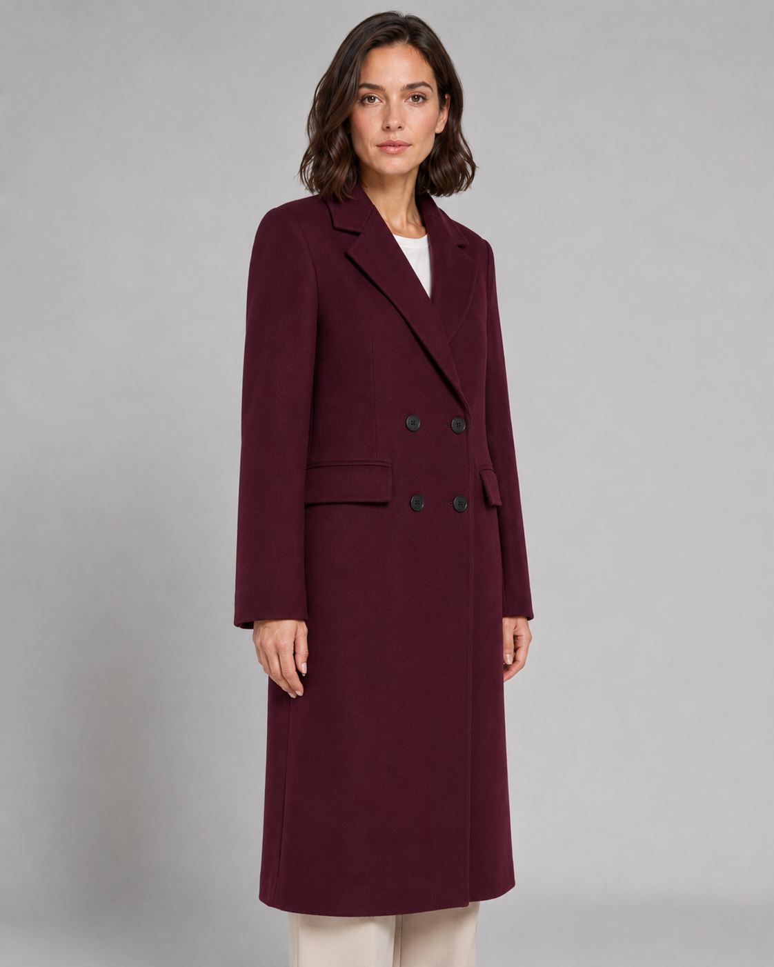 Long manteau ajusté croisé pour femme | Coln