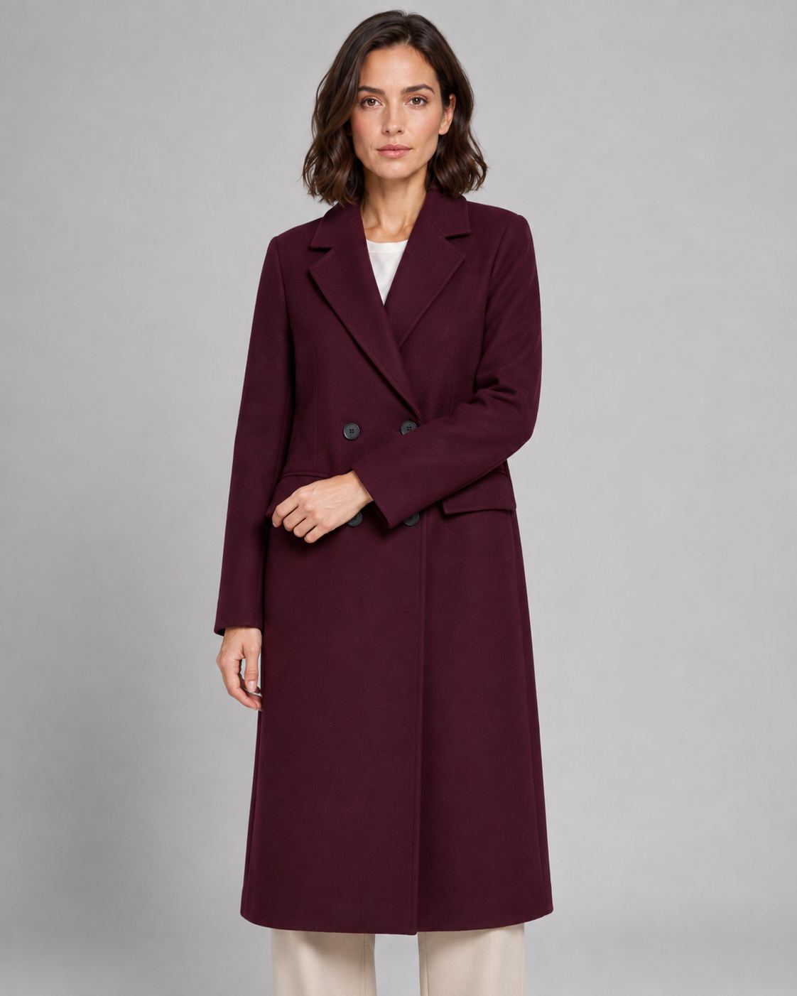 Long manteau ajusté croisé pour femme | Coln