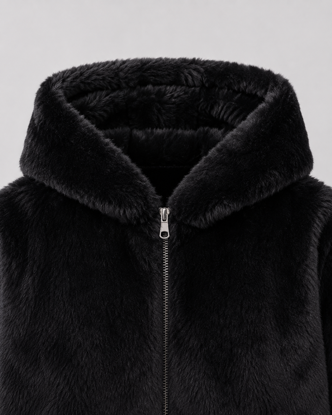 Women's Hooded Faux Fur Jacket with Zip Front | Kingham