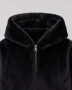 Women's Hooded Faux Fur Jacket with Zip Front | Kingham