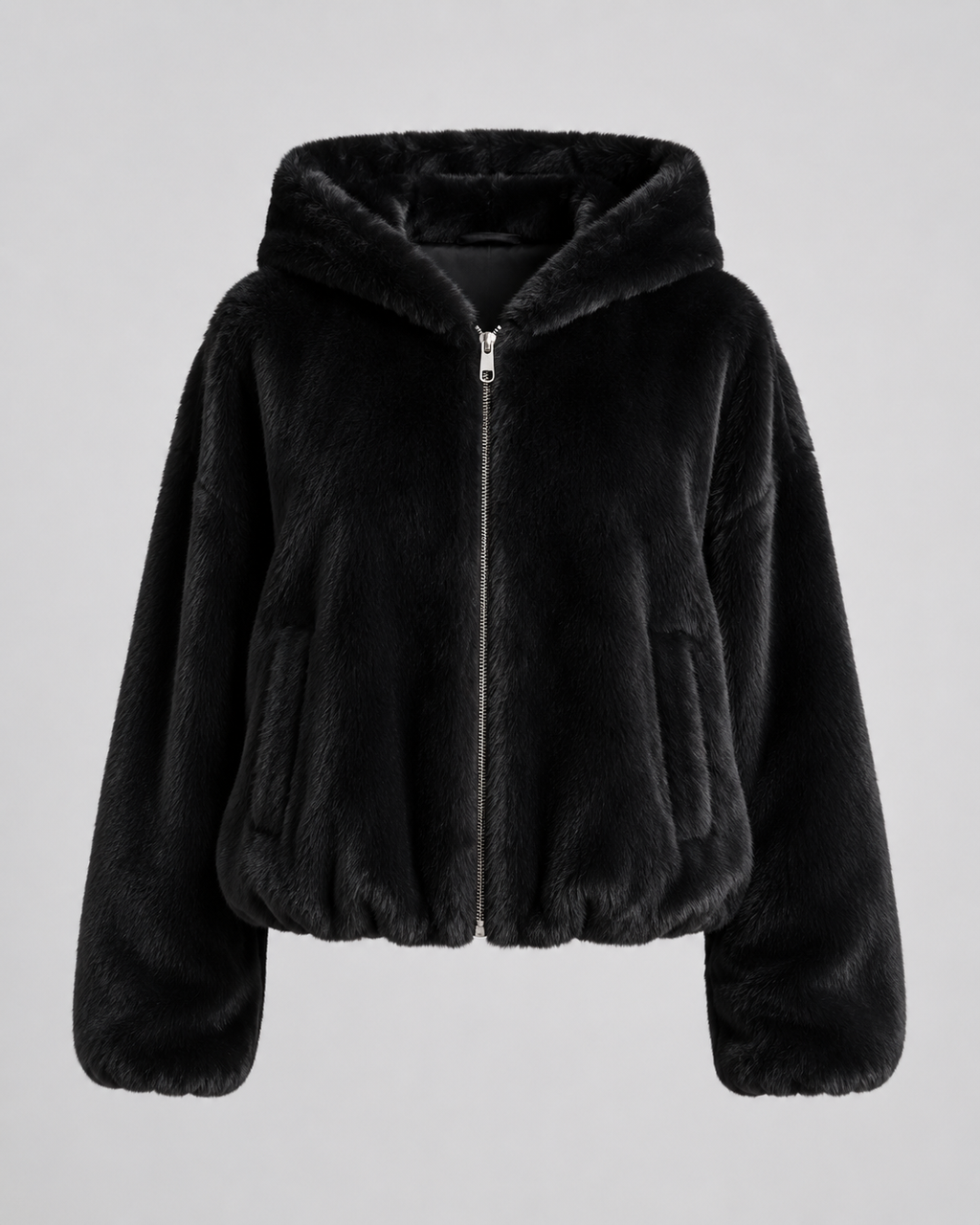 Women's Hooded Faux Fur Jacket with Zip Front | Kingham