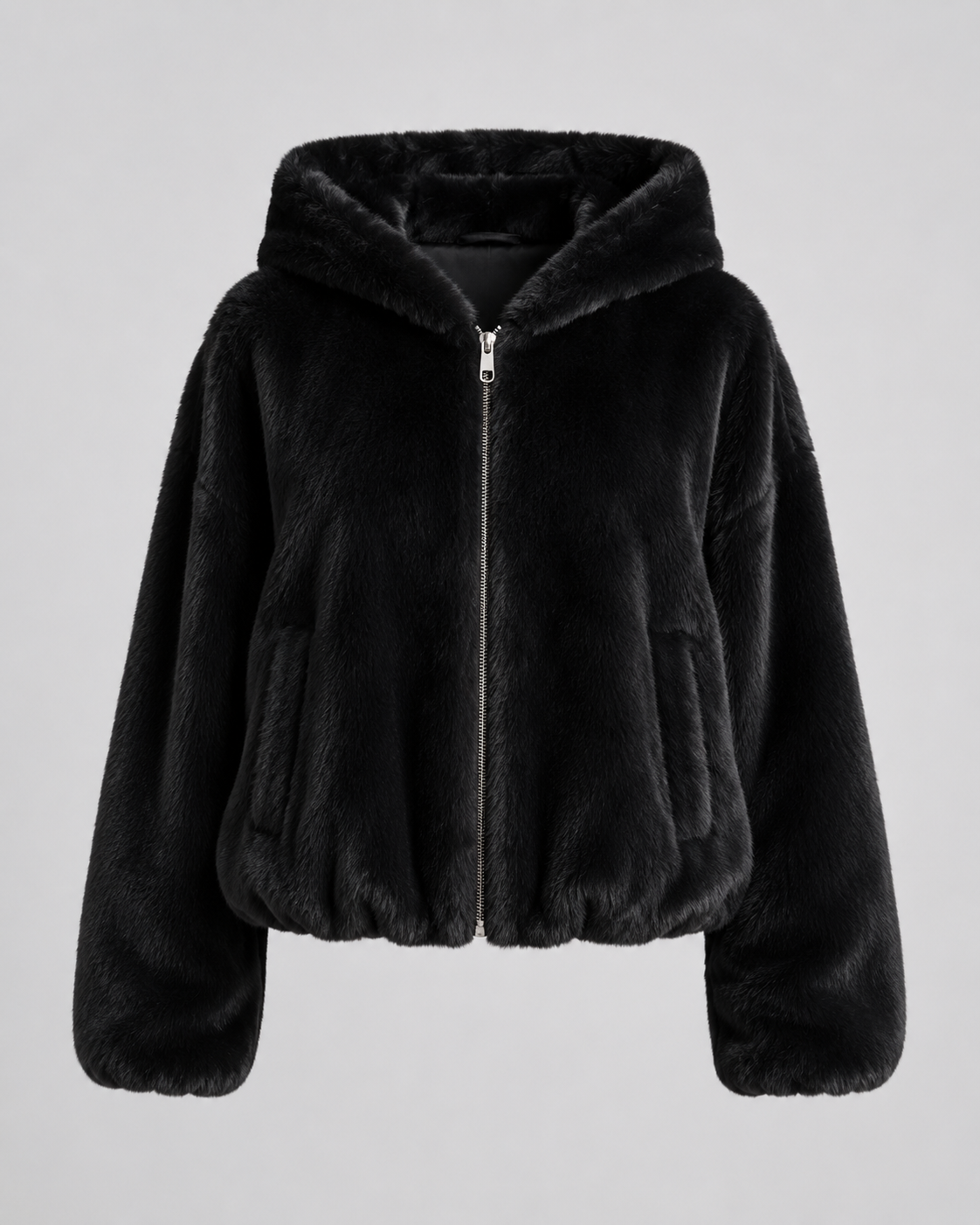 Women's Hooded Faux Fur Jacket with Zip Front | Kingham