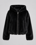 Women's Hooded Faux Fur Jacket with Zip Front | Kingham