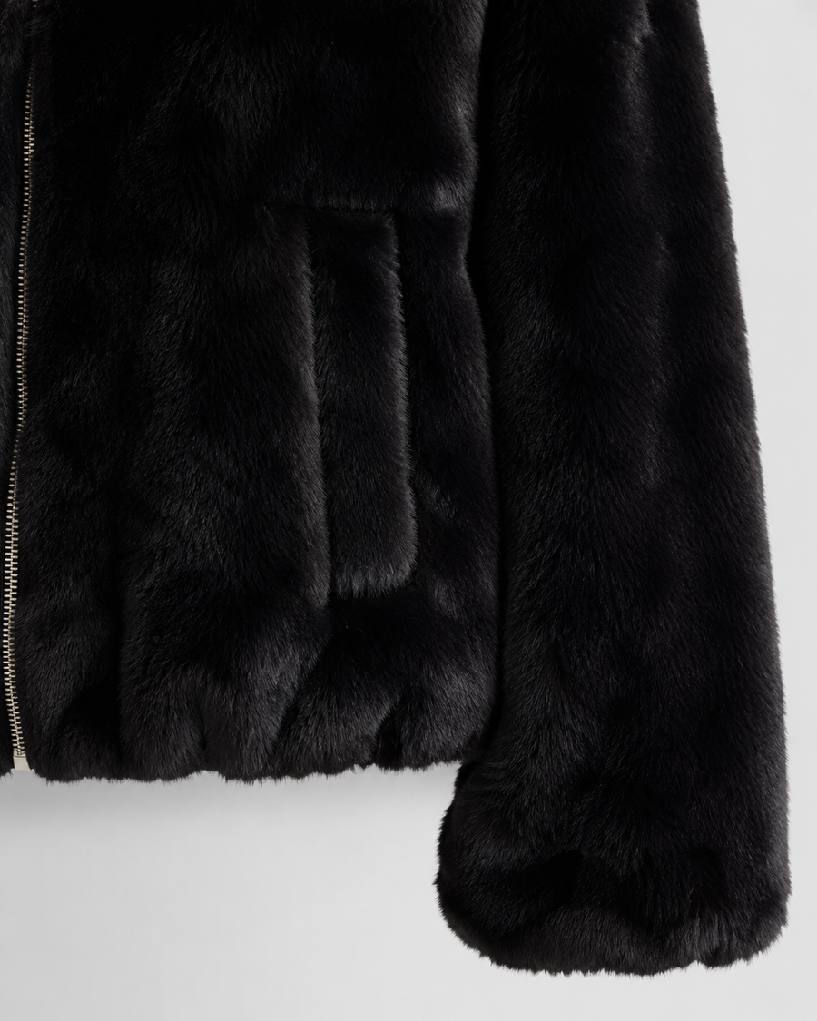Veste à capuche pour femme en fausse fourrure à fermeture zippée sur le devant | Kingham