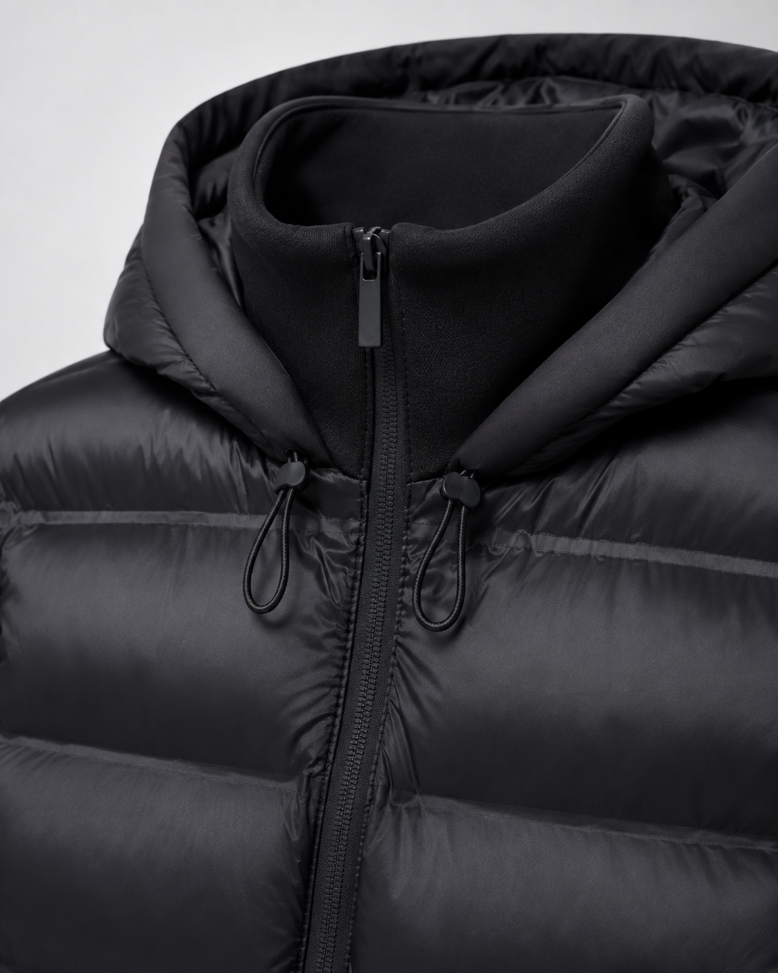 Women's Hooded Hybrid Puffer Jacket with Jersey Sleeves | Naunton