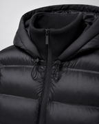 Women's Hooded Hybrid Puffer Jacket with Jersey Sleeves | Naunton
