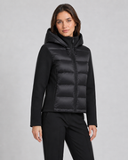 Women's Hooded Hybrid Puffer Jacket with Jersey Sleeves | Naunton
