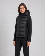 Women's Hooded Hybrid Puffer Jacket with Jersey Sleeves | Naunton