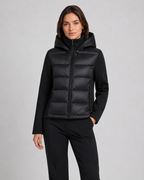 Women's Hooded Hybrid Puffer Jacket with Jersey Sleeves | Naunton