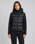 Women's Hooded Hybrid Puffer Jacket with Jersey Sleeves | Naunton