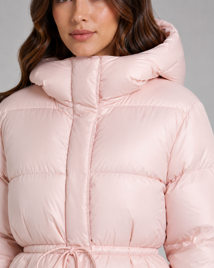 Women's Hooded Puffer Jacket with Drawstring Waist | Taynton