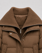 Women's Cropped Puffer Jacket with Ribbed Knit Collar | Bledington