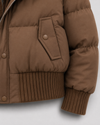 Women's Cropped Puffer Jacket with Ribbed Knit Collar | Bledington